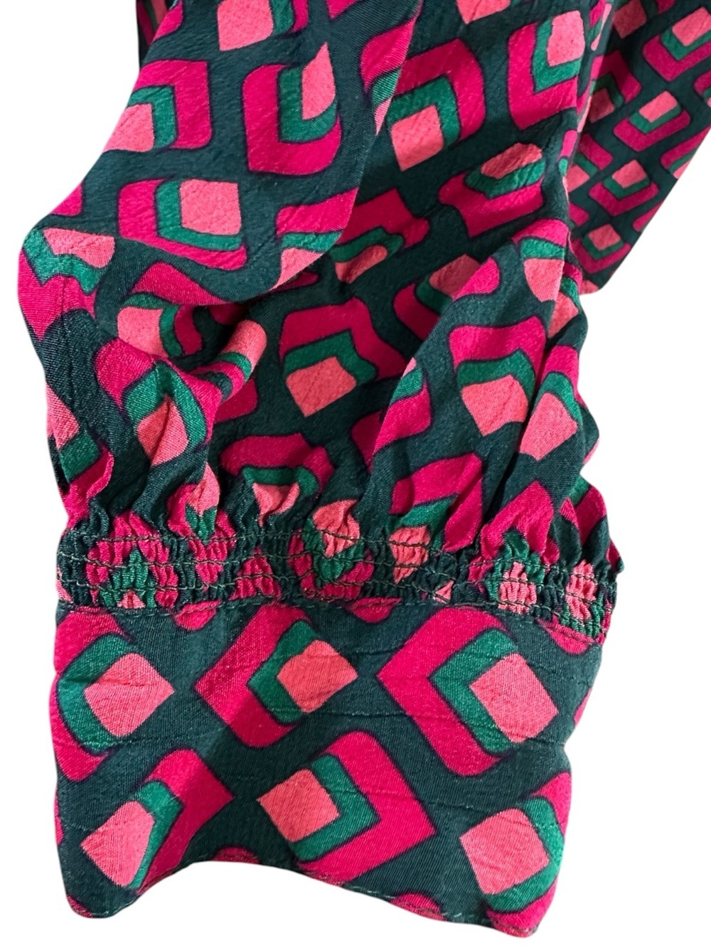 Terra & Sky Pink and Black Geometric Pintuck Tunic 2X - Picture 4 of 8